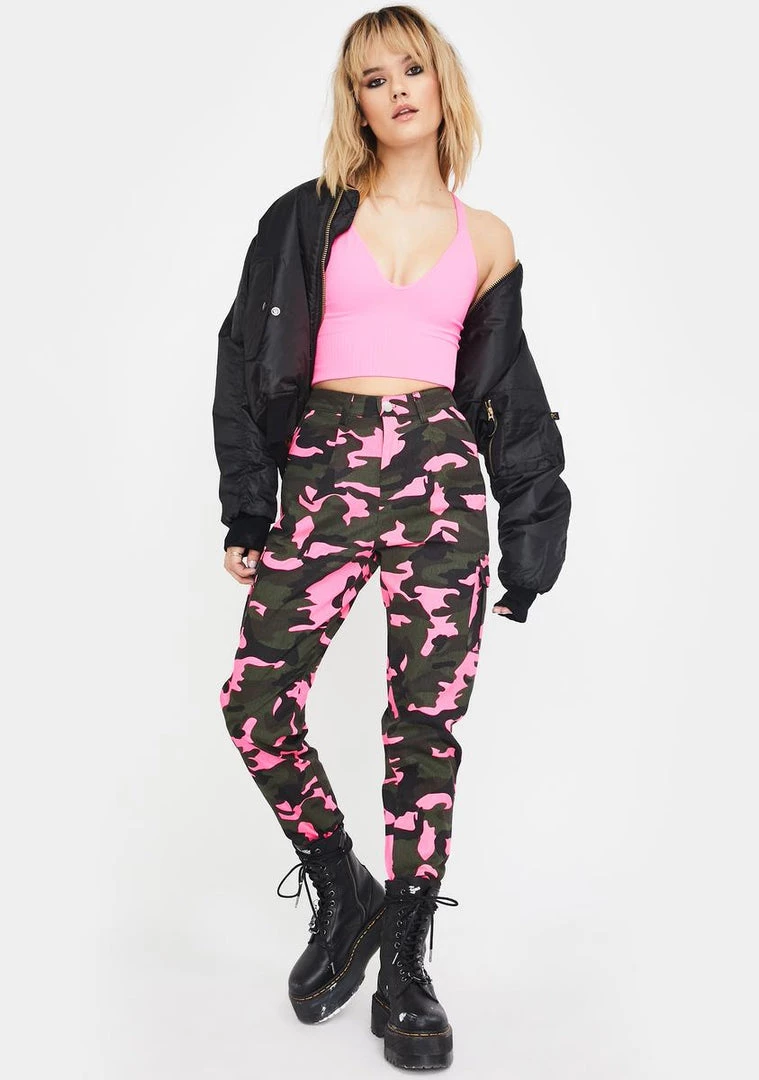 Daisy Street Neon Pink Camo Cargo Pants