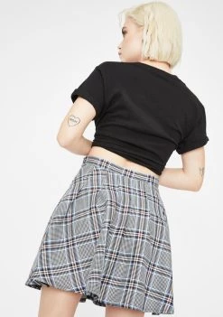 Daisy Street Plaid Check Pleated Mini Skirt