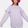 Daisy Street Tops Jen Ruffle Crewneck Sweatshirt