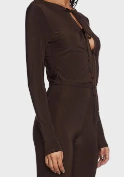 Daisy Street Jerseys Slinky Tie Front Shirt