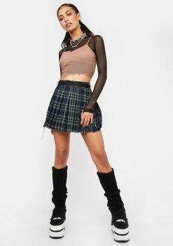 Daisy Street Brown Mesh Crop Tank