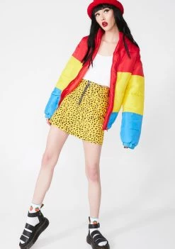 Daisy Street Rainbow Puffer Jacket