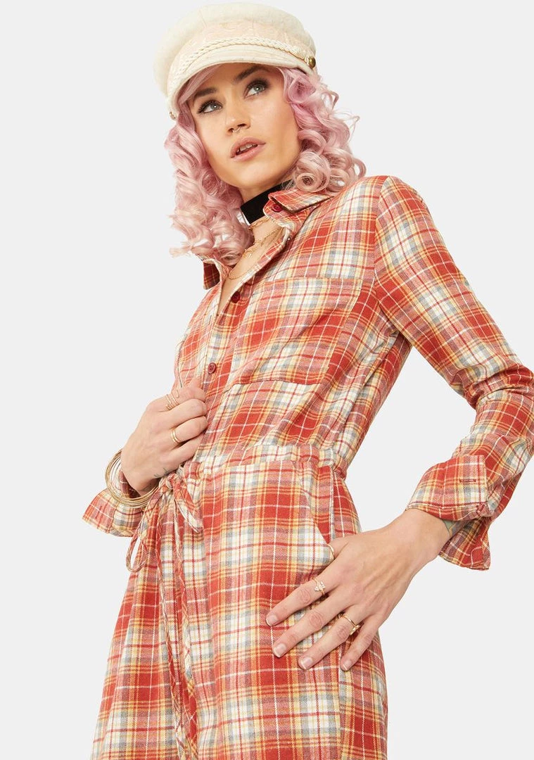 Daisy Street Relaxed Plaid Jumpsuit