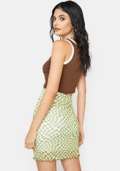 Daisy Street Sophia Mesh Checkered Skirt Bottoms