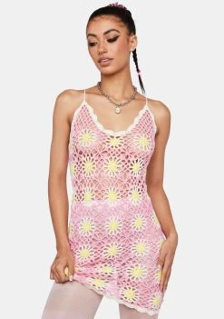 Daisy Street Floral Crochet Mini Dress