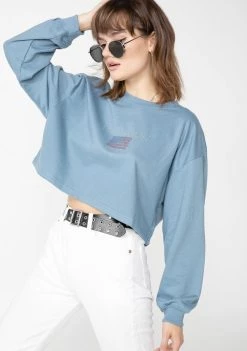 Daisy Street Los Angeles Cropped Sweatshirt Tops
