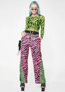 Daisy Street Zebra Print Mesh Top Tops