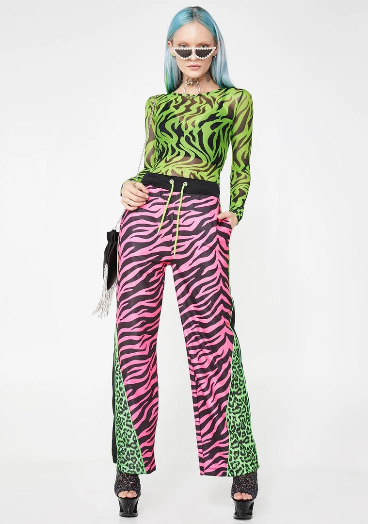 Daisy Street Zebra Print Mesh Top Tops