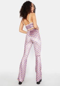 Daisy Street Checkerboard Fit And Flare Pants Bottoms
