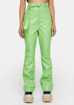 Daisy Street Neon Green Vegan Leather Trousers Bottoms