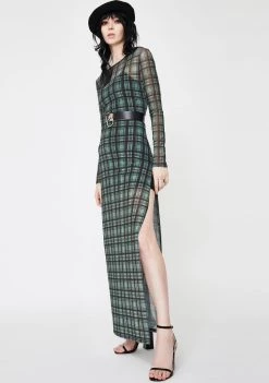 Daisy Street Check Print Mesh Dress Dresses