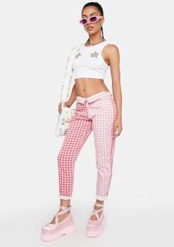 Daisy Street High Waisted Jeans Two-Tone Gingham Mom Jeans