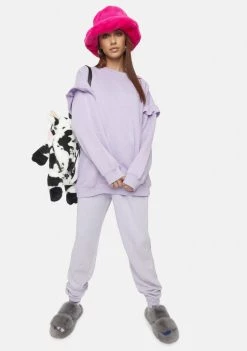 Daisy Street Tops Jen Ruffle Crewneck Sweatshirt