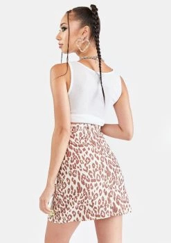 Daisy Street Bottoms Straight Leopard Mini Skirt