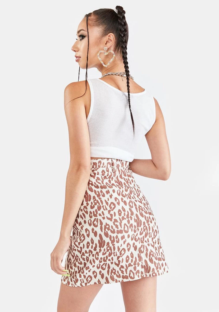 Daisy Street Bottoms Straight Leopard Mini Skirt