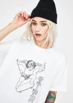 Daisy Street Cherub Graphic Print Tee Tops