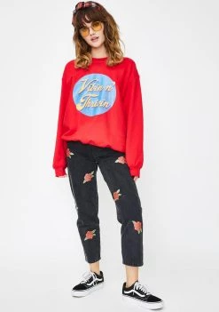 Daisy Street Tops Vibin And Thrivin Graphic Pullover