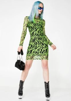 Daisy Street Zebra Print Mesh Dress Dresses