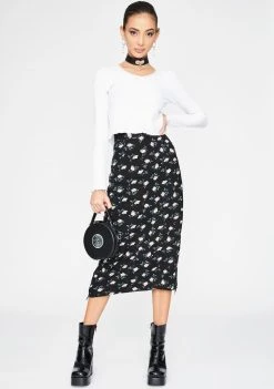 Daisy Street High Waist Floral Midi Skirt Bottoms