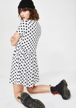 Daisy Street Heart Print Smock Dress