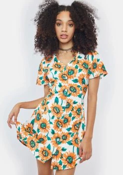 Daisy Street Floral Skater Mini Dress