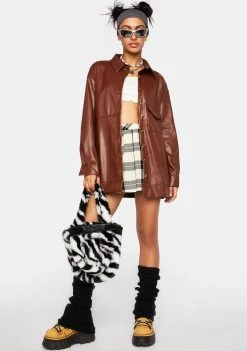 Daisy Street Vegan Leather Shacket Outerwear