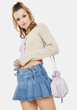 Daisy Street Lilac 90's Split Color Cropped Cardigan