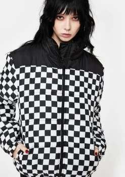 Daisy Street Outerwear Checkerboard Puffer Jacket