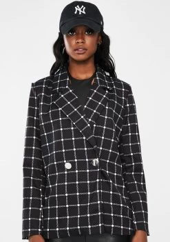 Daisy Street Outerwear Double Breasted Chain Print Blazer