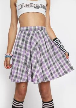 Daisy Street Bottoms Lilac Plaid Emily Skirt