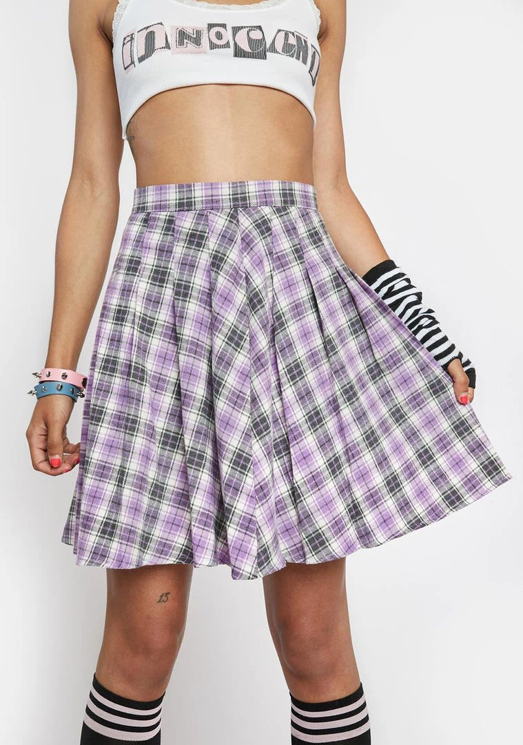 Daisy Street Bottoms Lilac Plaid Emily Skirt