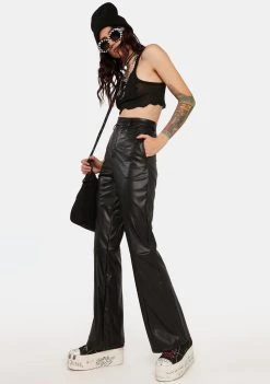 Daisy Street Vegan Leather Seam Trousers