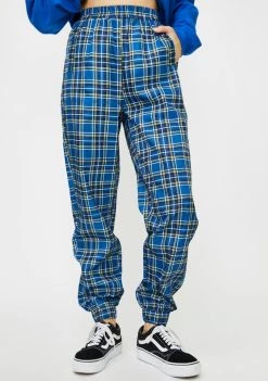 Daisy Street Checkered High Waist Slim Joggers Bottoms