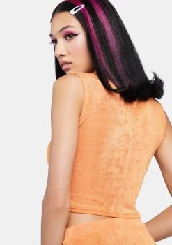 Daisy Street Orange Ruched Front Crop Top