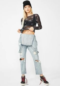 Daisy Street Astrology Mesh Top Tops