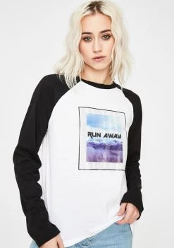 Daisy Street Tops Run Away Graphic Raglan Top