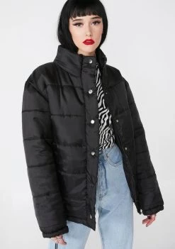 Daisy Street Solid Puffer Jacket