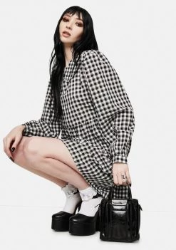 Daisy Street Gingham Print Peter Pan Collar Mini Dress Dresses