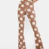 Daisy Street Tan Floral Fit And Flare Pants