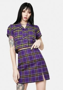 Daisy Street Bottoms Kaya Purple Plaid Mini Skirt