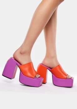 Daisy Street Platforms Purple Yin Yang Platform Mules