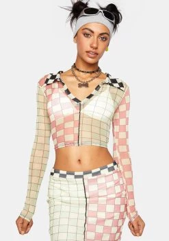 Daisy Street Tops Mesh Crop Top