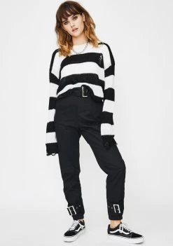 Daisy Street Bottoms Square Buckle Slim Trousers