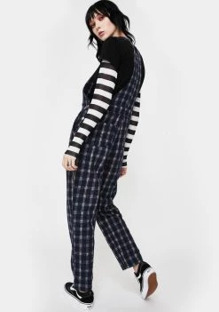 Daisy Street Blue Plaid Overalls