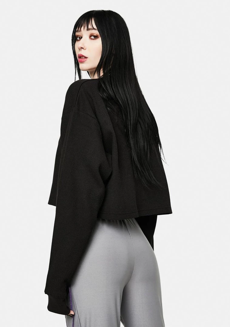 Daisy Street Tops Hadley Embroidered Butterfly Waffle Knit Top