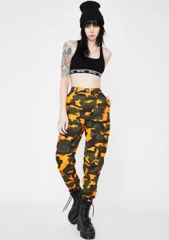 Daisy Street Neon Camo Cargo Pants