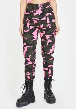 Daisy Street Neon Pink Camo Cargo Pants