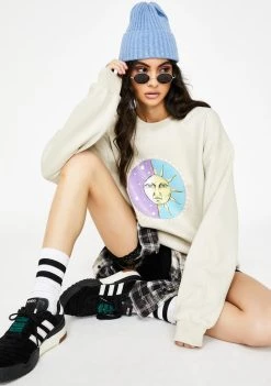 Daisy Street Tarot Print Oversized Sweatshirt