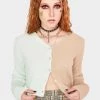 Daisy Street 90's Split Color Cropped Cardigan Tops