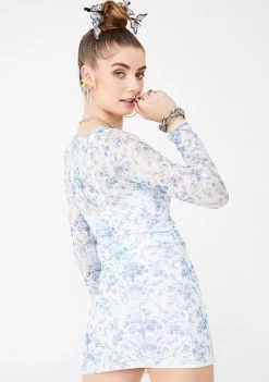 Daisy Street Porcelain Mesh Mini Dress